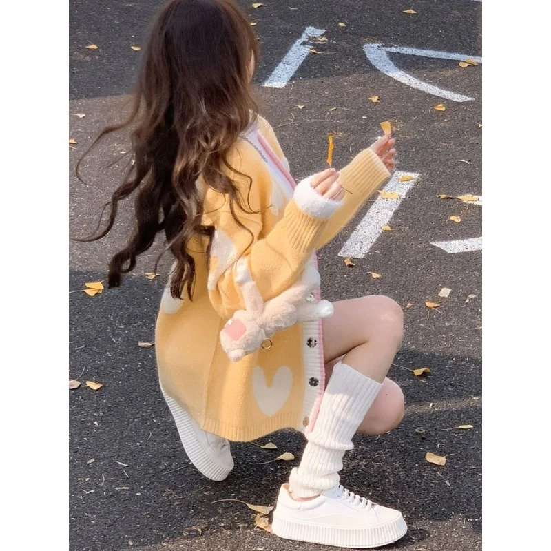 

Свитер Кардиган Вязаный Пальто Женский 2023 Новый Супер Nice Sunset Оранжевый Топ