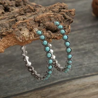 new retro geometric exaggerated big hoop earrings inlaid turquoise lace ear ring wholesale
