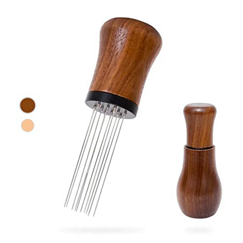 

WDT Tool, Espresso Distribution Tools,10 Needles Espresso Coffee Stirrer, Nature Wood Handle With Stand