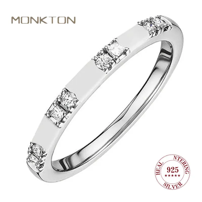 

Monkton 100% 925 Sterling Silver Rings for Women Engagement Wedding Bands Eternity Stackable Ring Lady Anniversary Gift Jewelry
