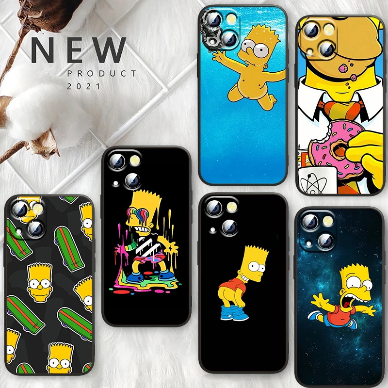 

Disney Family The Simpsons Phone Case For Apple iPhone 14 13 12 Mini 11 XS Pro Max X XR 8 7 6 Plus SE 2020 TPU Black Funda