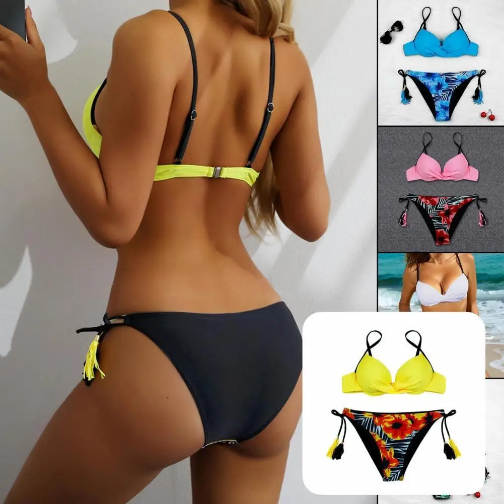 

2 Pcs/Set Popular Women Swimwear Wire Beachwear Bikini Set Thong Women Swimwear