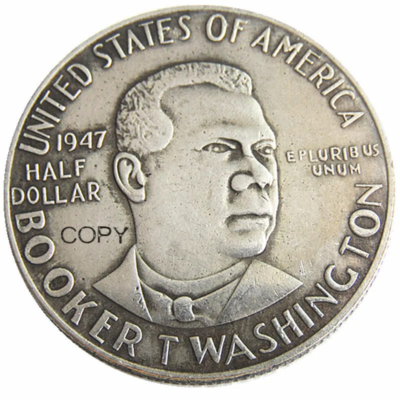 

США 1947 P/S/D Booker Памятная Половина доллара Посеребренная копия монеты
