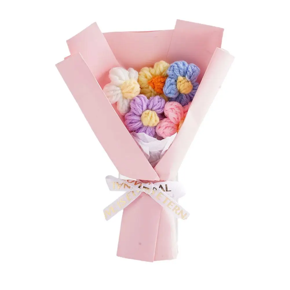 Ручная работа вязаный крючком вечный цветок Плетеный букет творческий A7B2