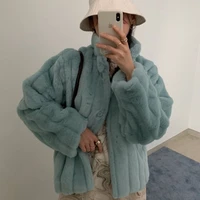 long sleeved solid color korean retro casual jacket elegant 2021 autumn and winter thickening warmth and furry womens coat