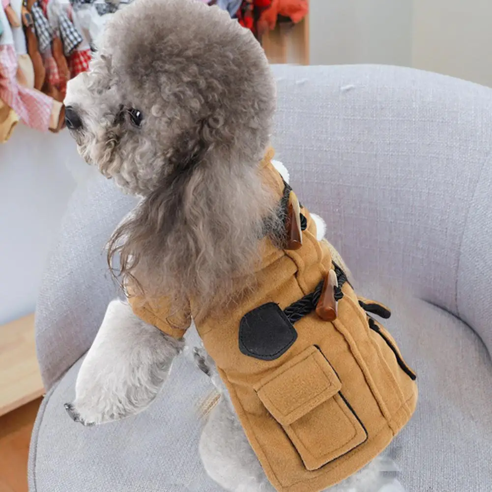 

Pet Woolen Coat Thickened Lapel Collar Soft Winter Autumn Dog Two-Legged Clothes Parkas Jacket Pet Supplies For Fadou Small Dog