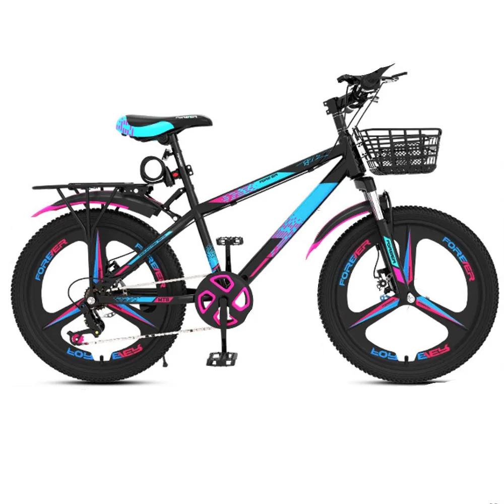 

18 Inch Children Mountain Bike Double Disc Brake Mountain Bike High Carbon Steel Frame Cushioned Front Fork Mountain Saddle