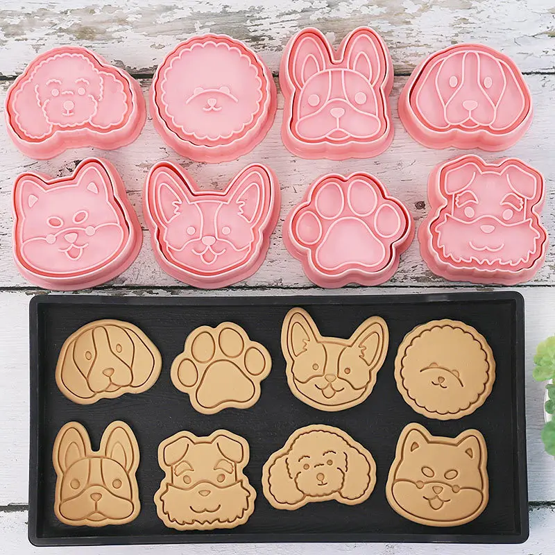 

Dog Cookie Cutter Cartoon Puppy Paw Footprint Shape Biscuit Mold Pet Stereo Cake Decor Tool Kitchen Baking Stamp Pastry Bakeware