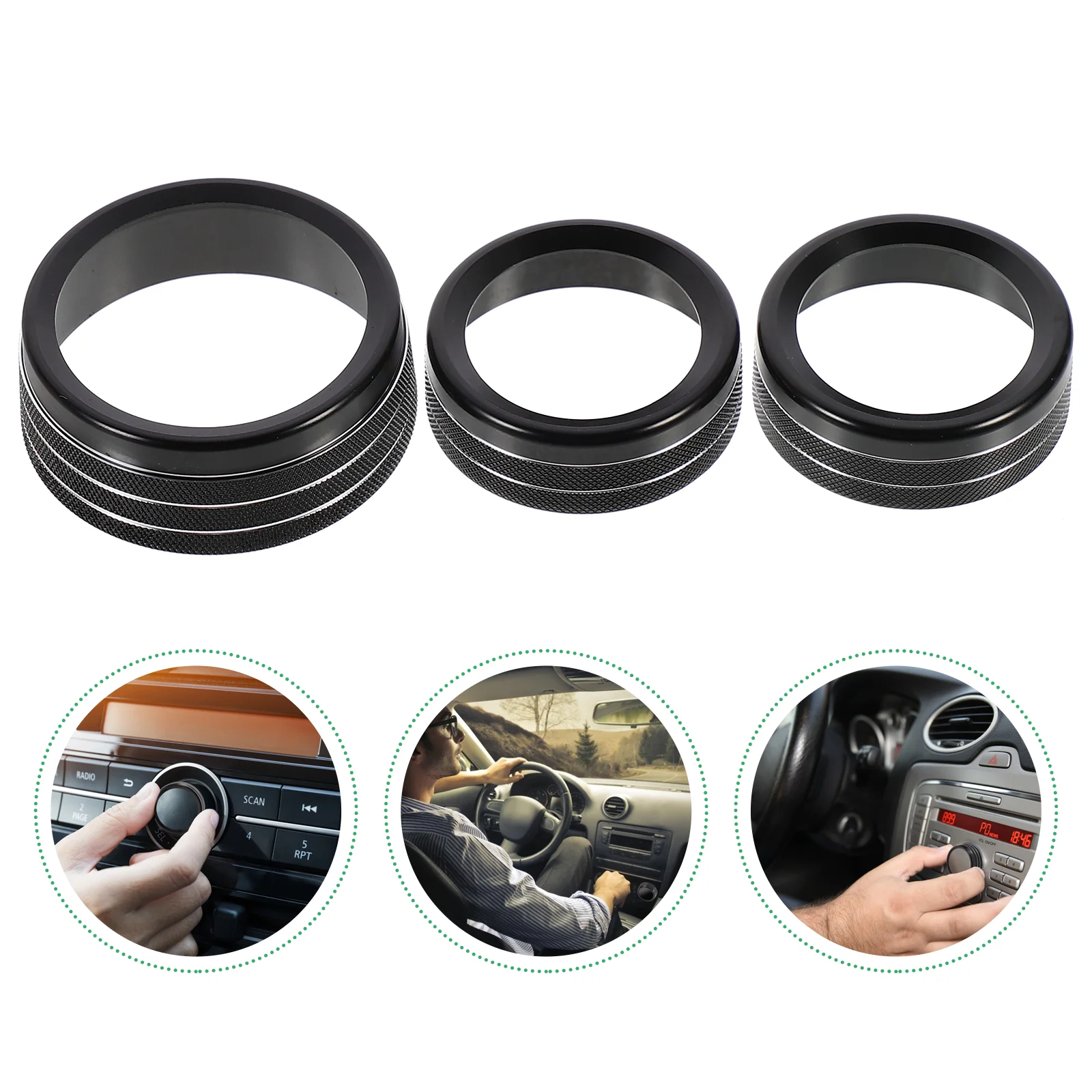 

3 Pcs Challenger Knob Cover AC Button Decor Car Ring Air Conditioning Trim Aluminum Alloy Auto Decoration Interior Accessories