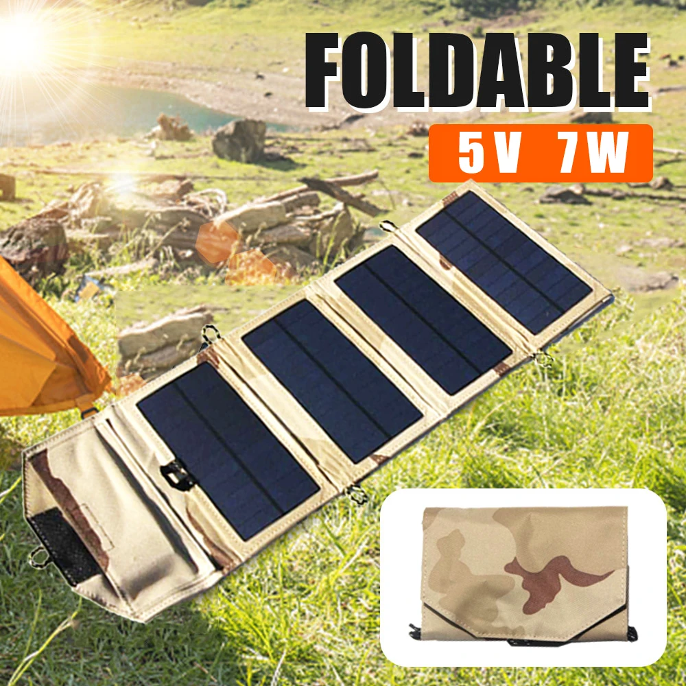 

Outdoor Hiking Solar Panel 7W 3W 5V Foldable Portable Solar Charger Solar Power Bank Camping USB For Mobile Phone Battery 3Color