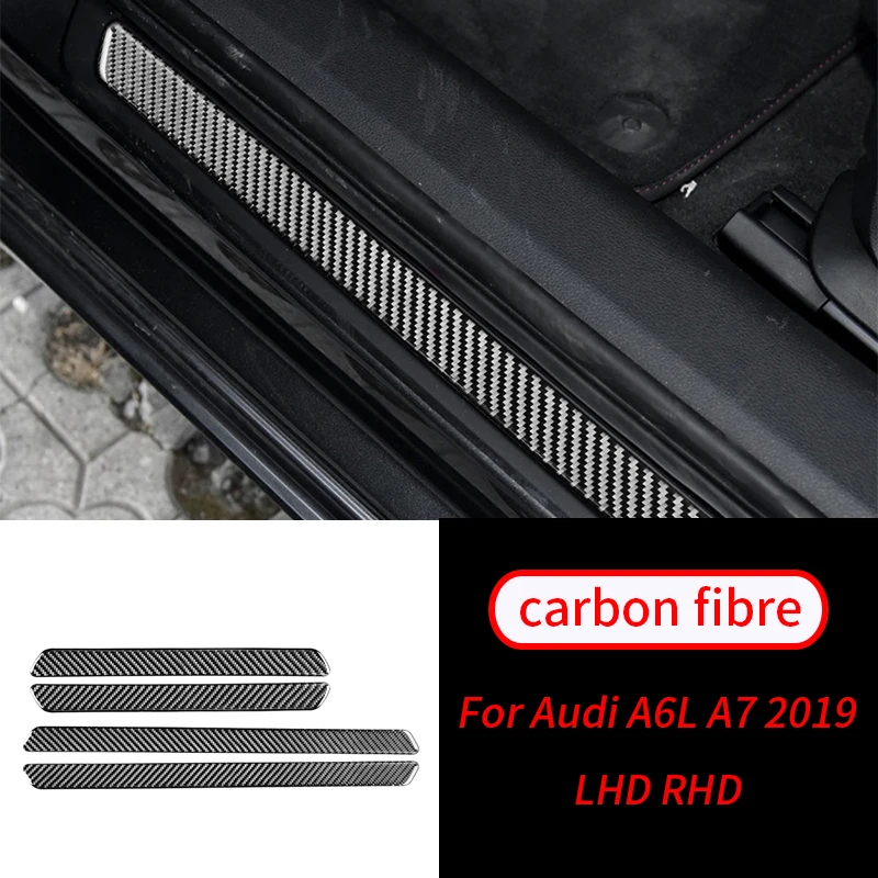 

For Audi A6L A7 2019 Real Carbon Fiber Door Threshold Bar Sill Strips Trim Car Interior Accessories Car Interior Supplies