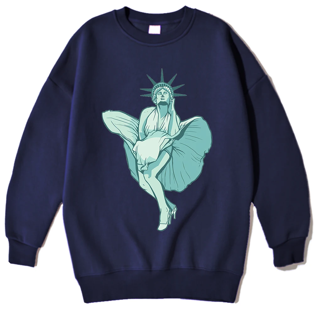 

Liberty Monroe Harajuku Print Sweatshirt Men Street Hip Hop Hoodies Autumn Fleece Loose Sportswear Crewneck Warm Mens Pullover