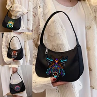 high sense hobo bag fashion shoulder bag armpit bag commuter bag woman bag handbag monster pattern printing series crescent bag