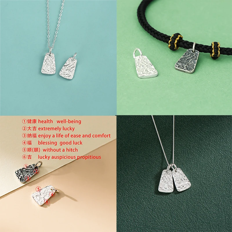 Двухсторонний кулон из серебра 925 пробы с персонажами на удачу браслет сделай сам