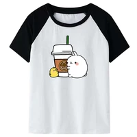 molang and piupiu graphic t shirts kids cute rabbit tops girls clothing summer baby boys clothes childrens t shirt 100 cotoon