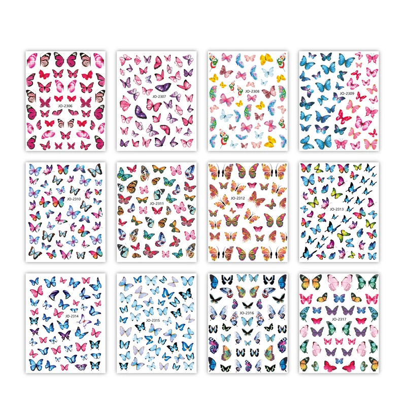 

10PCS Colorful Cute 3D Butterfly Nail Art Sticker Decal DIY Nail Sticker Back Glue Manicure Sticker on Nail Design Decoration