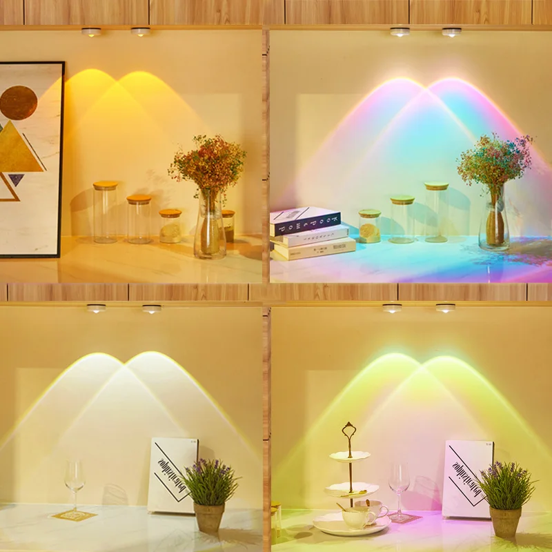

NEW LED Sunset Lamp Wireless Aesthetic Cupboard Decor Night Light Wall Sconce Decoration Home Room Bedroom Bedside