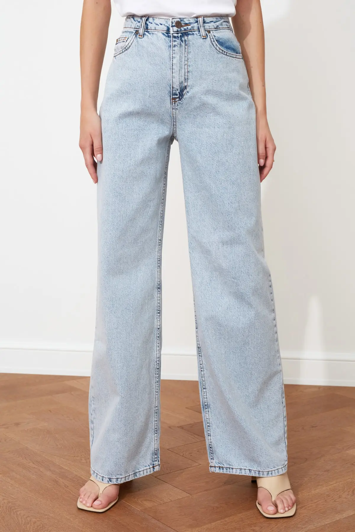 

Light Blue High Waist Wide Leg Jean Women Jeans 2021