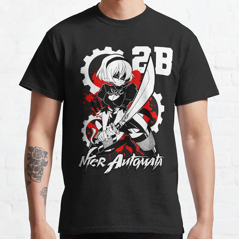 2B NieR Automata Игра Yorh No. 2 Type B аниме футболка сексуальные Waifu манга графические