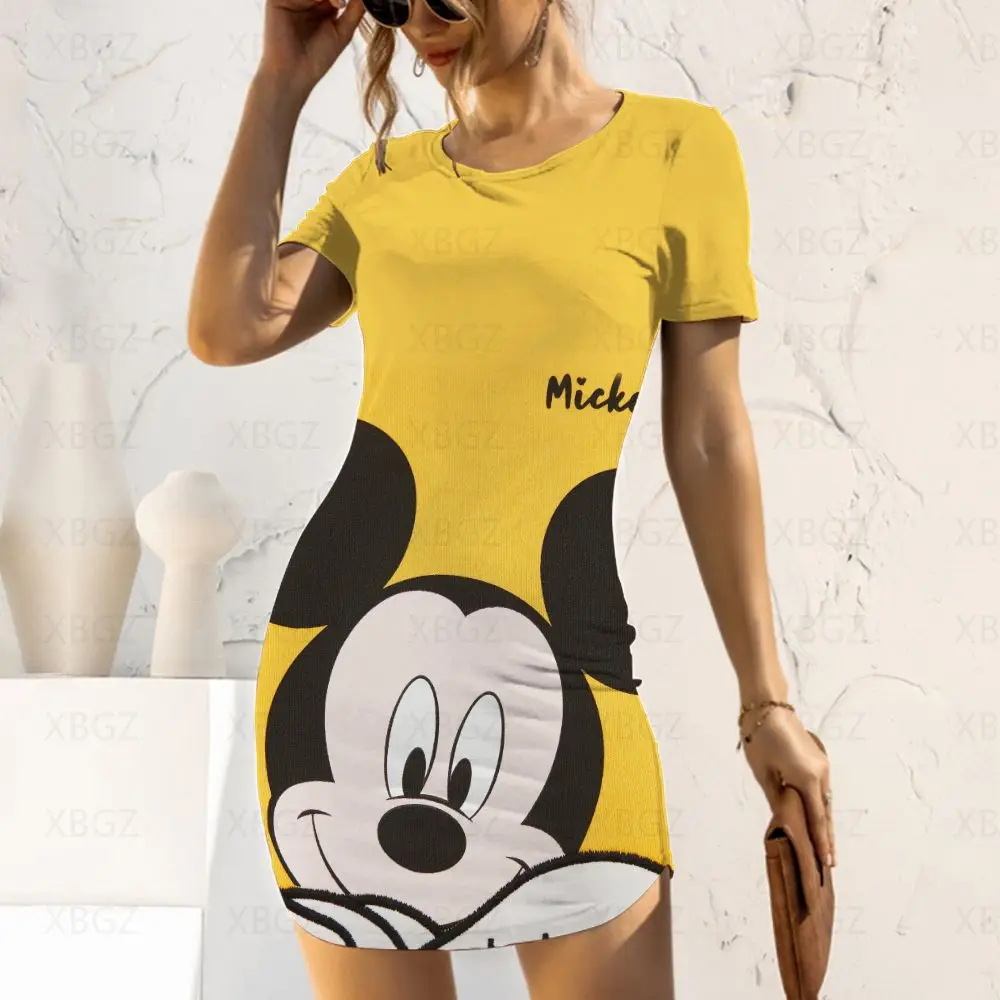 Summer Dresses Woman 2022 Sexy Party Dress Cartoon Minnie Mouse Women's Mickey Slim Fit Spring Disney Tight 3D Print Top Fashion