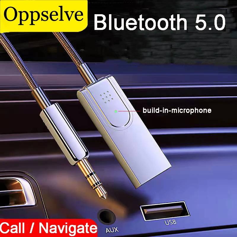 

Bluetooth Aux Adapter Dongle USB To 3.5mm Jack Car Audio Aux Bluetooth 5.0 Handsfree Kit For Car PC TV Receiver BT Transmitter