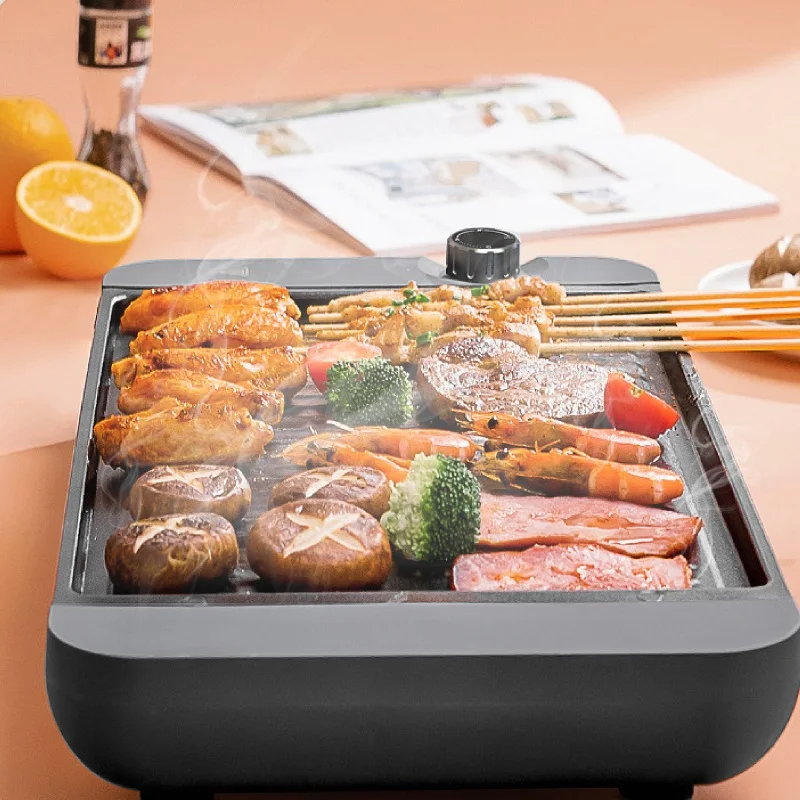 

900W Home Electric Oven Smokeless Non-stick Barbecue Electromechanical Hot Plate Barbecue Tool Iron Plate Barbecue Meat Pot 220V