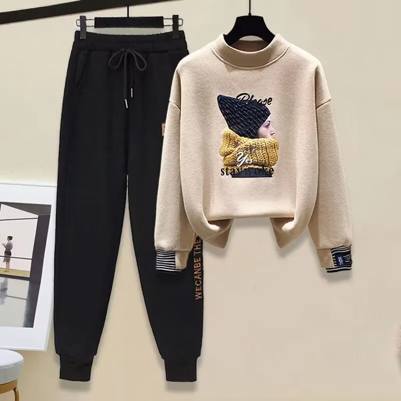 

2023 New Spring and Autumn Fashion Set Women's Korean Edition Age Reducing Fashion Sports and Leisure Two Piece Set