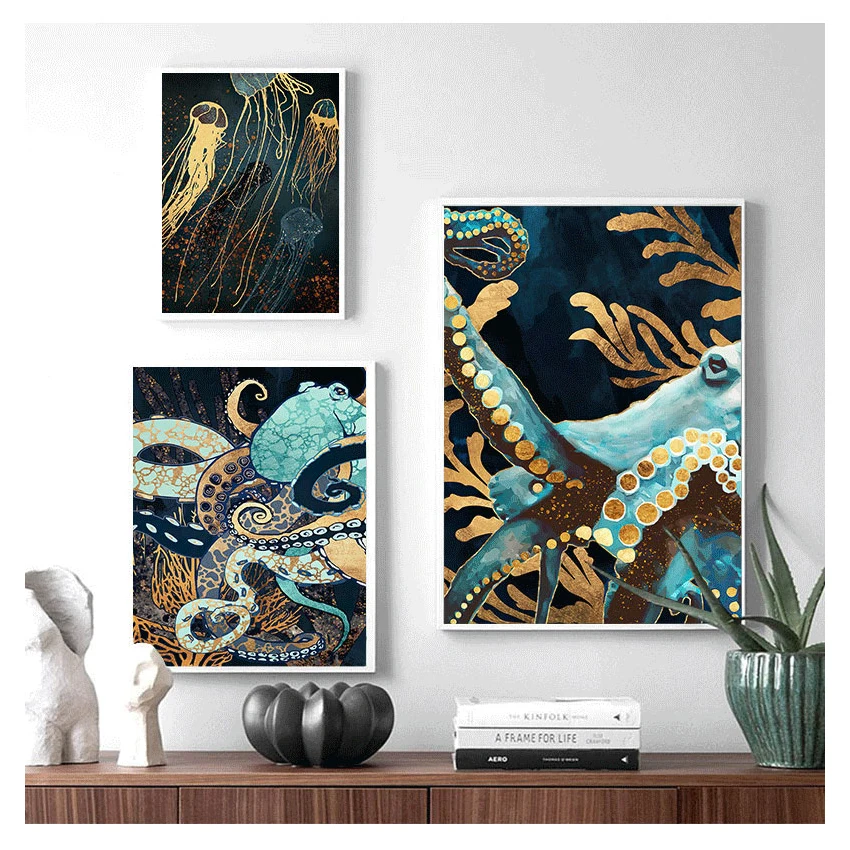 Картина на холсте с изображением осьминога