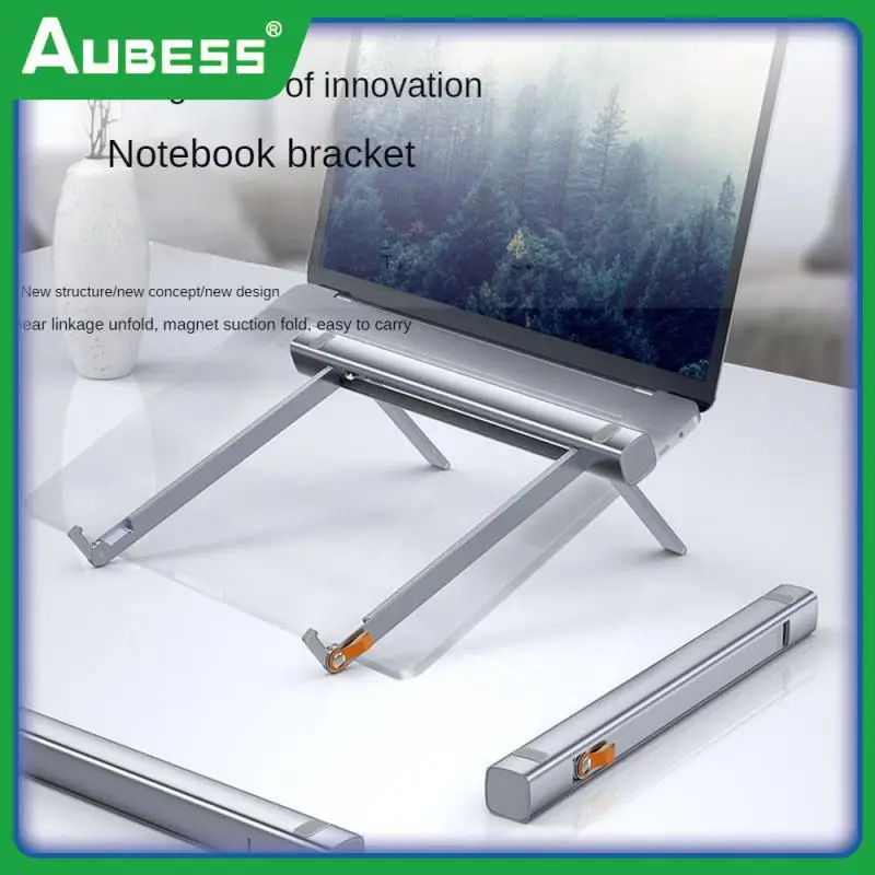 

Universal Cooling Stand Adjustable Laptop Holder Folding Rubidium Magnets Notebook Bracket Computer Accessories Alloy Dark Gray