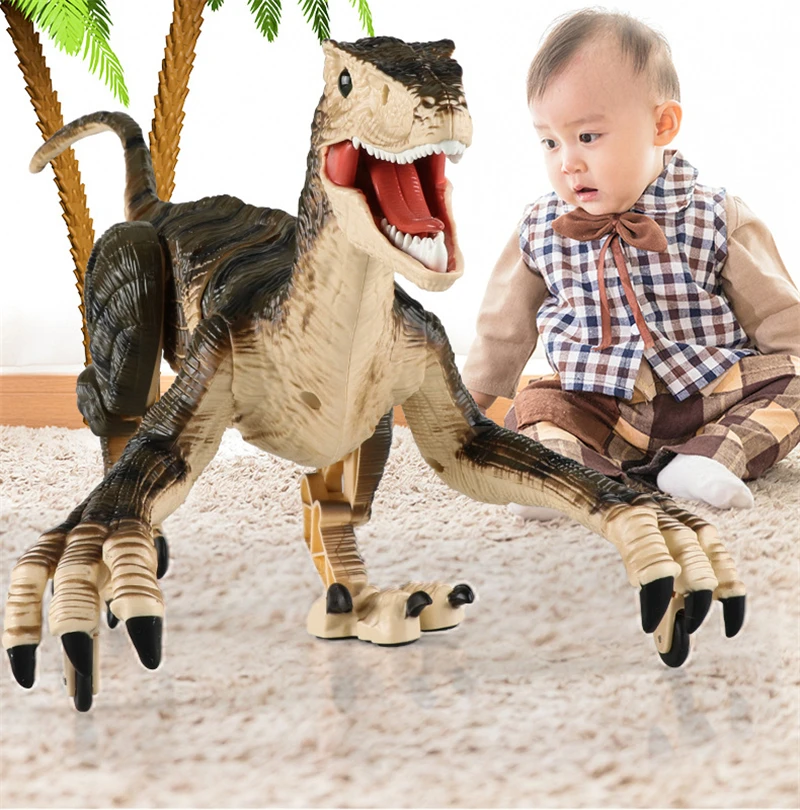 

Electric Dinosaur Raptor Velociraptor Remote Control Toys Roar Walking Light Animal Model Kids Games Boys Gifts