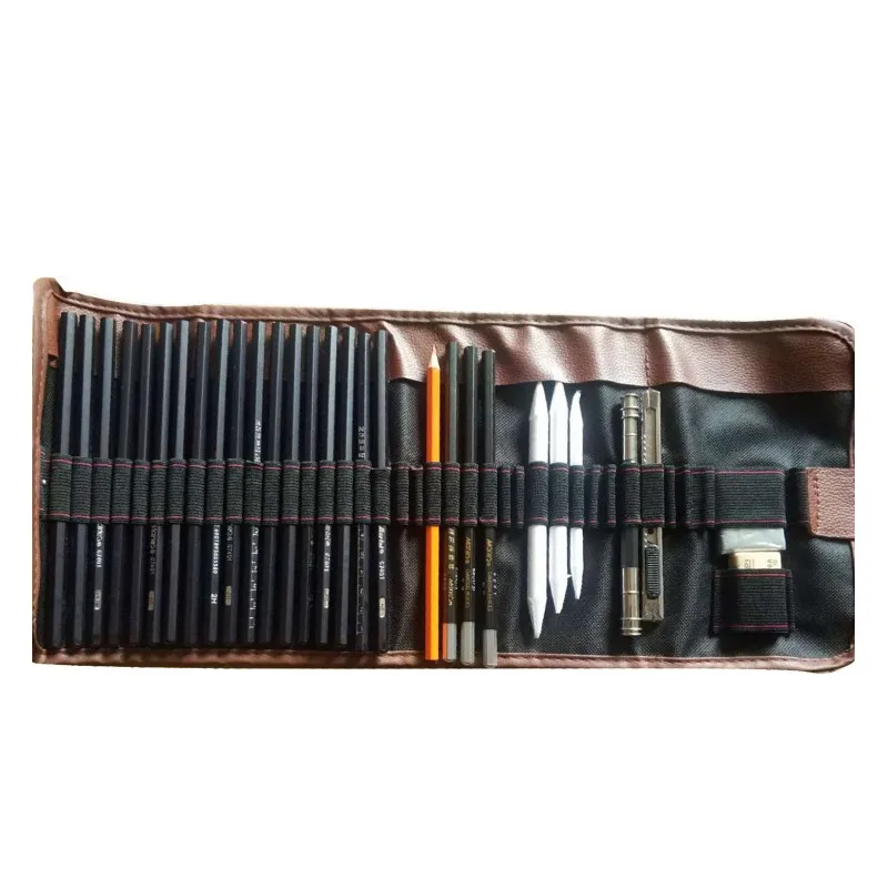 

30 Pieces Beginner Sketch Set Student Pencil Case Pencil Eraser Drawing Tools Art Supplies Charcoal Pencil School Stationery