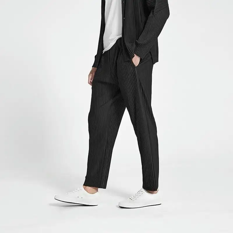 Плиссированные брюки в японском стиле мужские эластичные с рисунком редиса