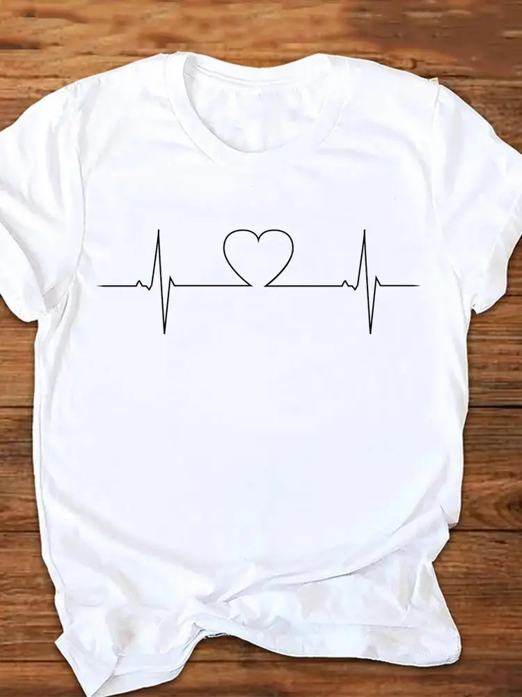 

Short Sleeve Graphic Tees Summer Fashion Ladies Women Cartoon Tshirts Tops Love Heart Style New Trend Female Clothes T-Shirt