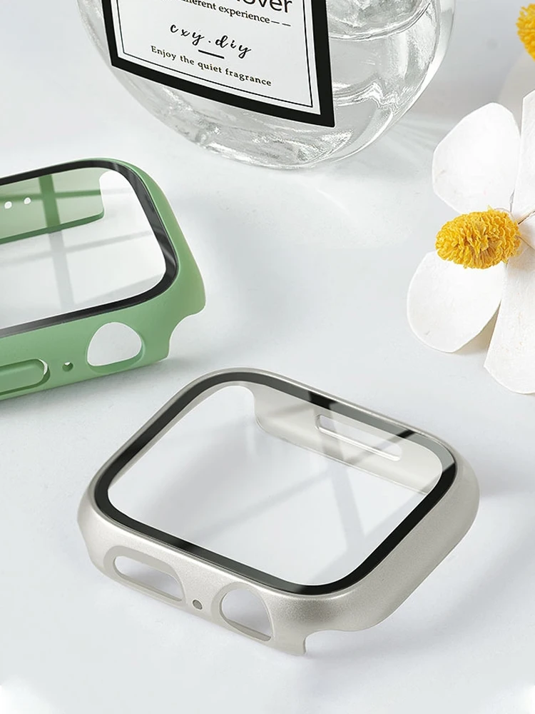 

Glass+Cover For Apple Watch case 44mm 45mm 40mm 41mm 42mm 38mm Screen Protector Apple watch serie 8 7 6 5 3 se iWatch accessorie