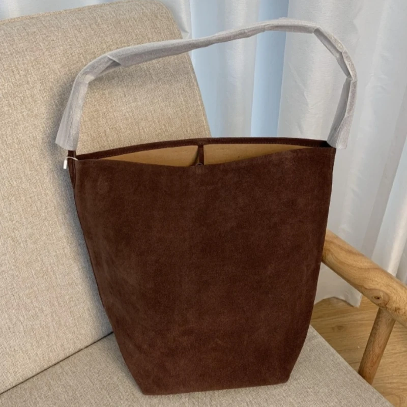 Женская сумка-ведро из воловьей кожи вместительная сумка через плечо в