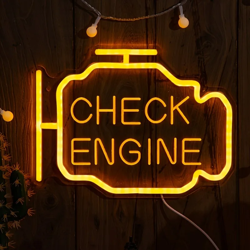 

Неоновая вывеска Check Engine ярко-желтая