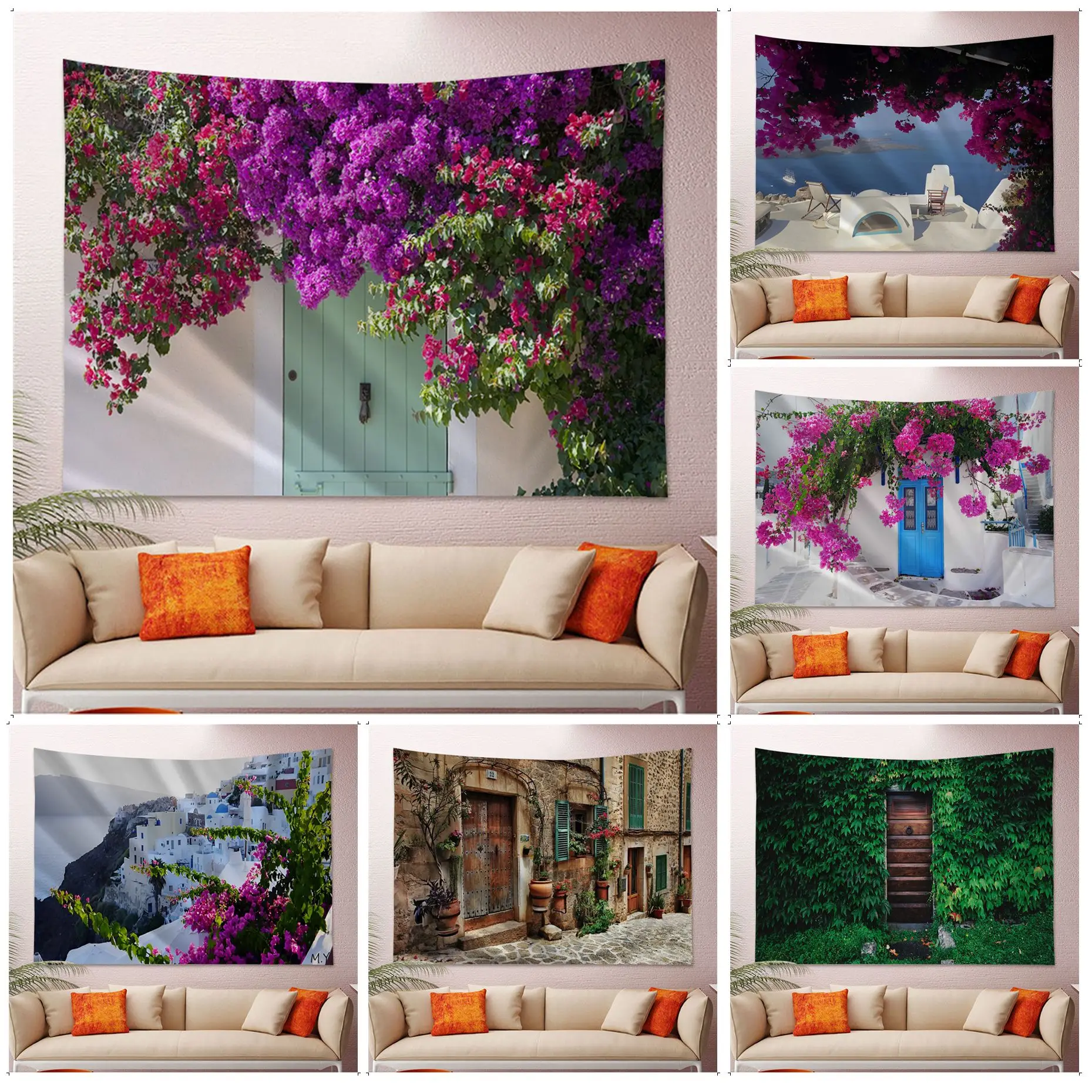 

Idyllic Flower Scenery Hanging Bohemian Tapestry For Living Room Home Dorm Decor Wall Hanging Home Decor