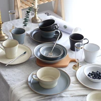 japanese matt ceramic western food bowl plate salad bowl breakfast cup coffee cup flat plate noodle bowl
