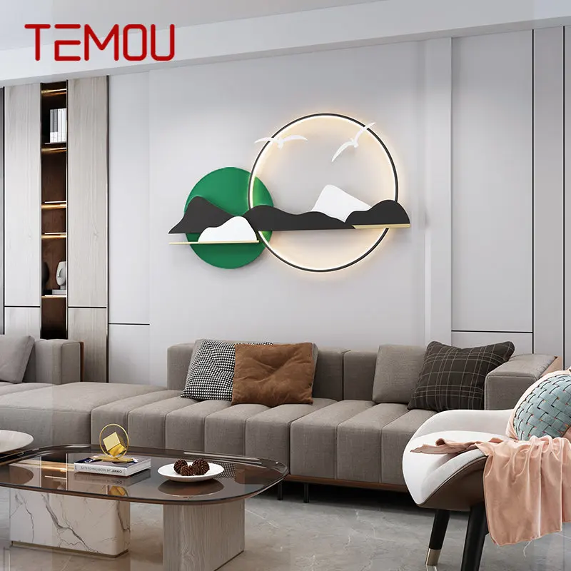 

TEMOU Modern Light Wall Picture Fixture LED 3 Colors Hill Landscape Design Sconce for Home Living Room Tea House Bedroom