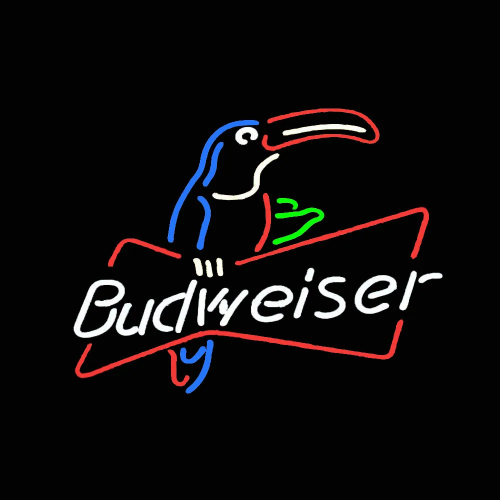 BudweiserS попугай птица неоновая световая вывеска ручной работы из настоящей