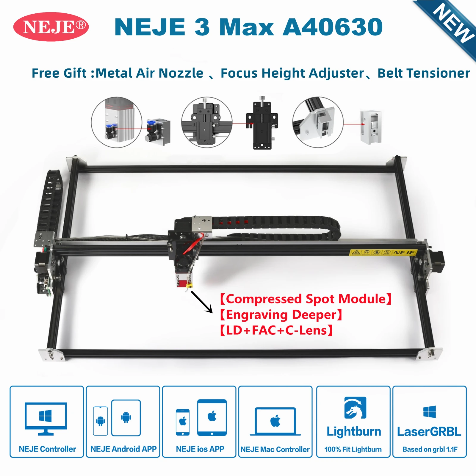 

NEJE 3 Max A40630 50W CNC Laser Engraver Carpentry Cutter With Automatic Air Assist for Metal Engraving Wood Cutting Tools