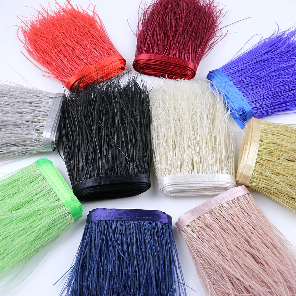 

1M Natural Peacock Feathers Silk Trim 10-15cm Dyed Peacock Feather Fringe for Wedding Dress Decor Party Creative Skirt Accessory