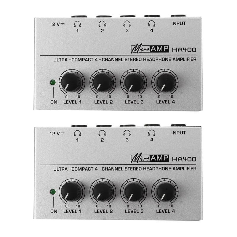 2X HA400 4 Channel Ultra-Compact Headphone Audio Stereo Amp Microamp Amplifier