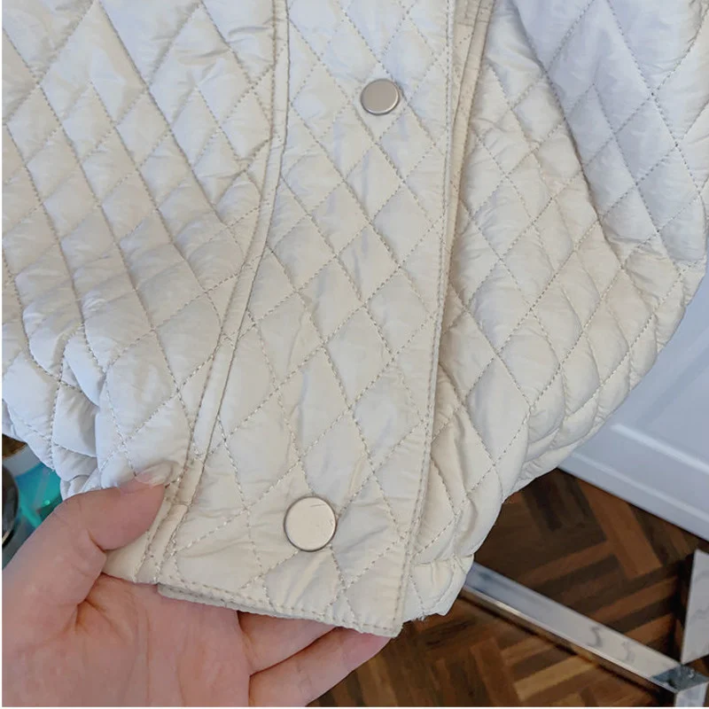 Female V-neck Long-sleeved Long-sleeved Parka Coat Women's Clothes Fashion 2021 Autumn and Winter New Loose Stitching Jacket