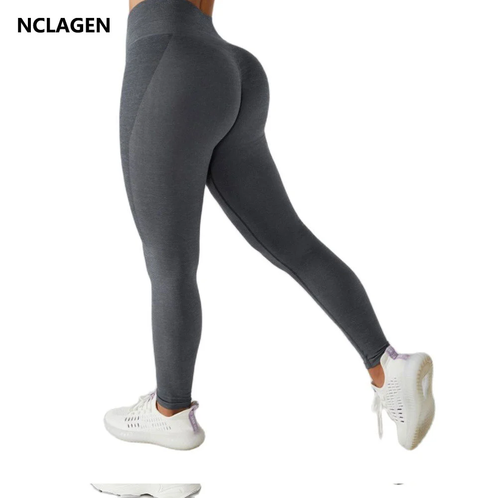 

NCLAGEN Ягодицы бесшовные Леггинсы спортивные женские тонкие облегающие штаны для йоги с высокой талией устойчивые к приседаниям комфортные спортивные беговые колготки
