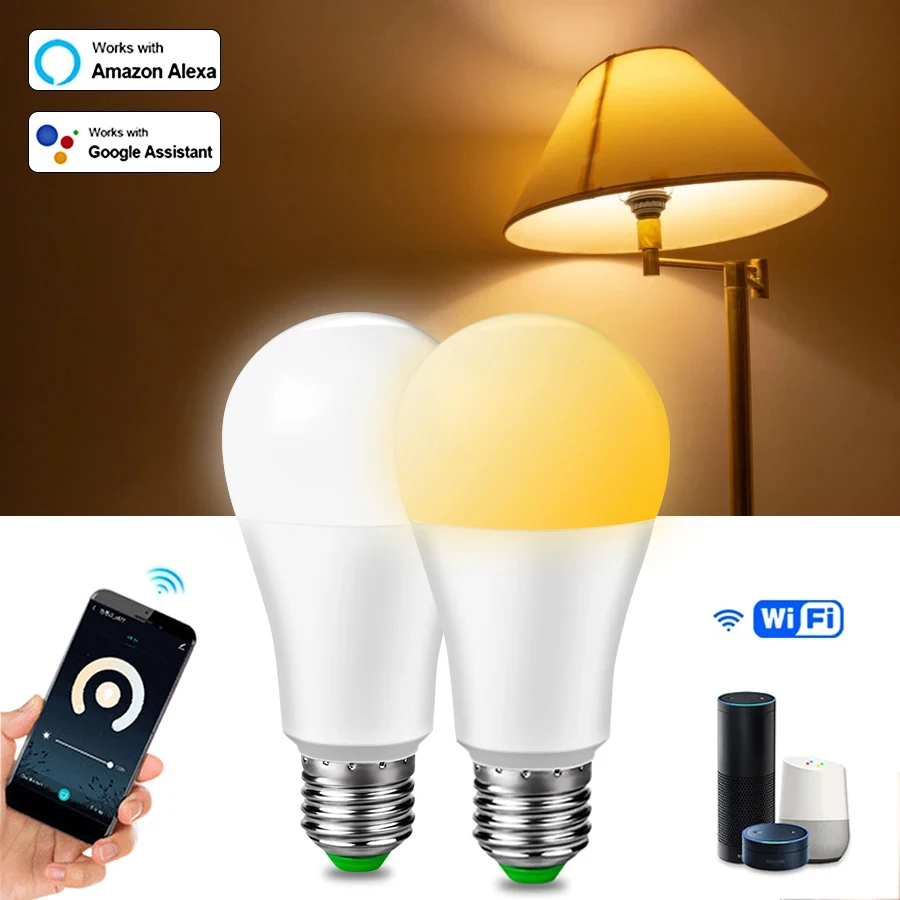 220 В 110 E27 Wi-Fi Умные светодиодные лампы Alexa Лампа 12 Вт 15 20 Приложение Cozylife Google Home Vioce