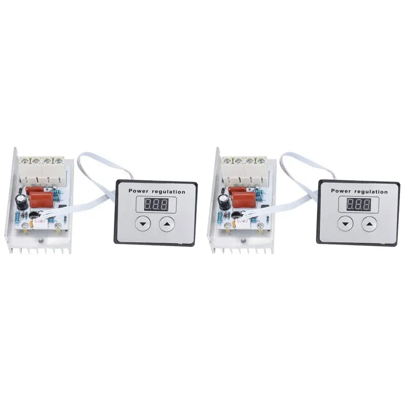 Фото Диммер-выключатель 2X, цифровой регулятор напряжения SCR 10000 Вт, диммер-термостат с регулировкой скорости, AC 220V 80A-AT64 №1