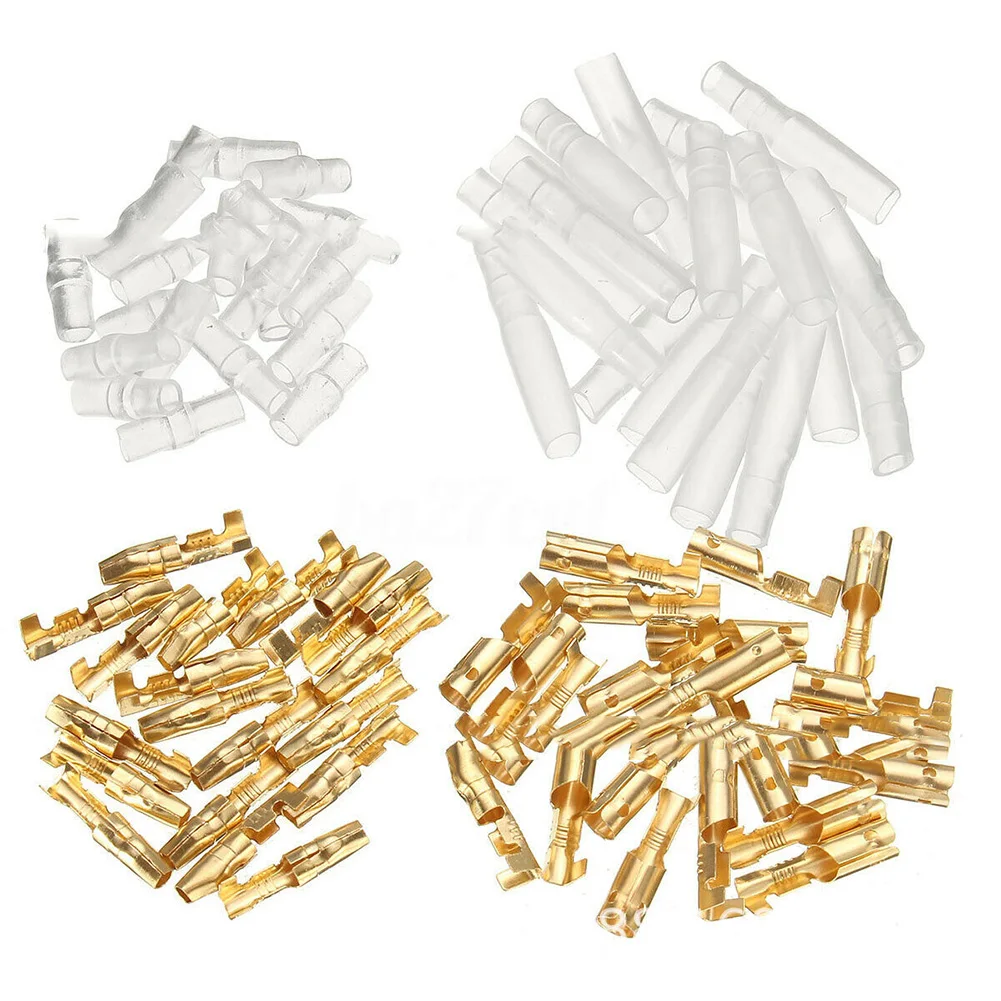 

Crimp Connector Double Electrical Male&Female Moto 3.9mm Male & 4.0mm Female Motorcycle 50 Set Terminals Brass