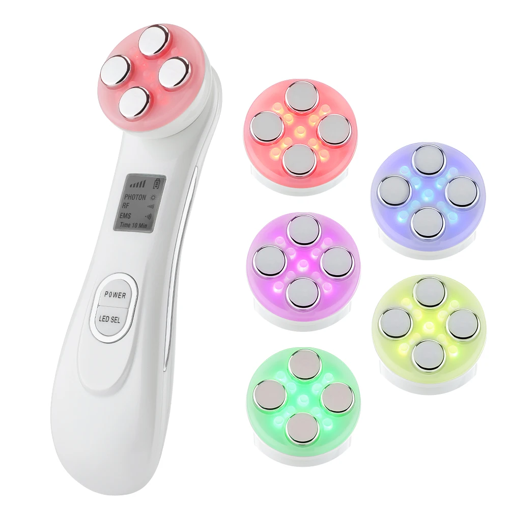 

RF EMS Beauty Device Microcurrent Radio Frequency Color Light Therapy IPL Skin Rejuvenation Face Lift Anti-aging Facial Massager