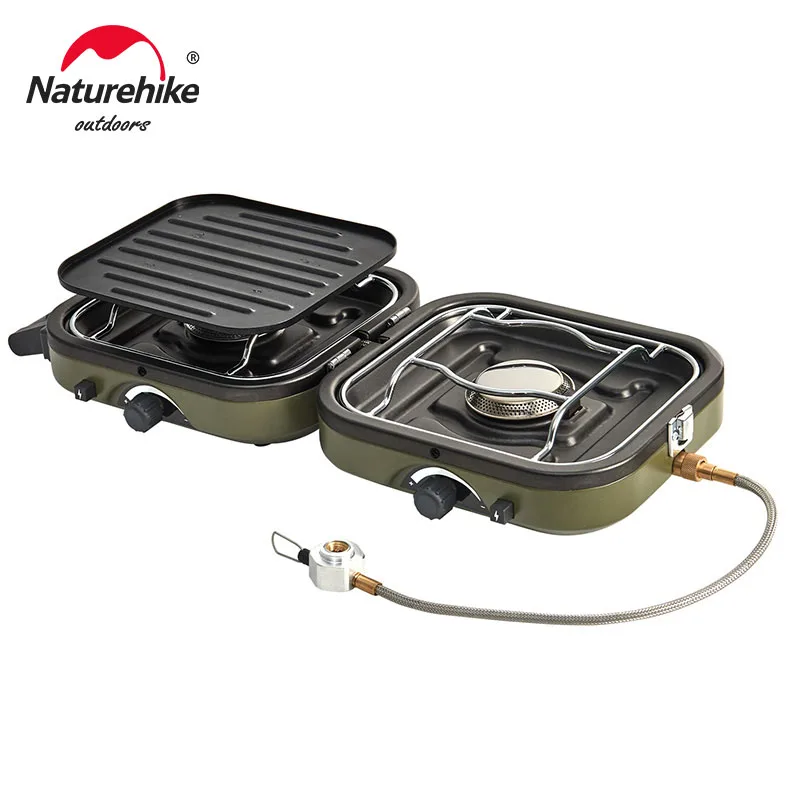 Туристическая газовая плита Naturehike, 2300 Вт, кухонная утварь для пикника, уличный гриль для барбекю, газовая горелка для кемпинга, Складная газовая плита с двойным газом